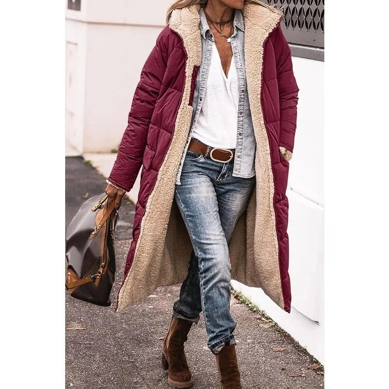 Women's Quilted Sherpa Lined Longline Coat
