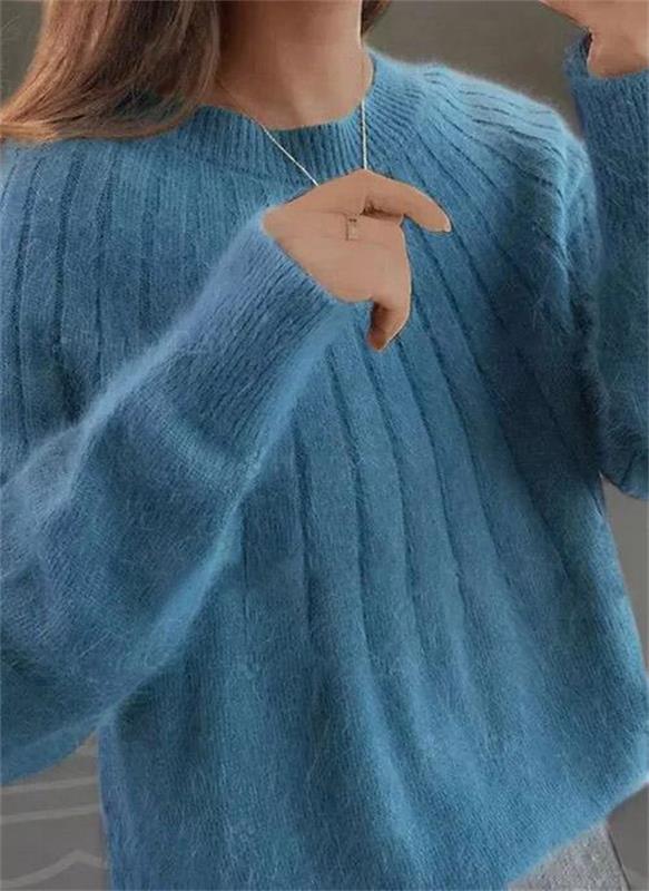 Women's Ribbed Crewneck Drop Shoulder Sweater