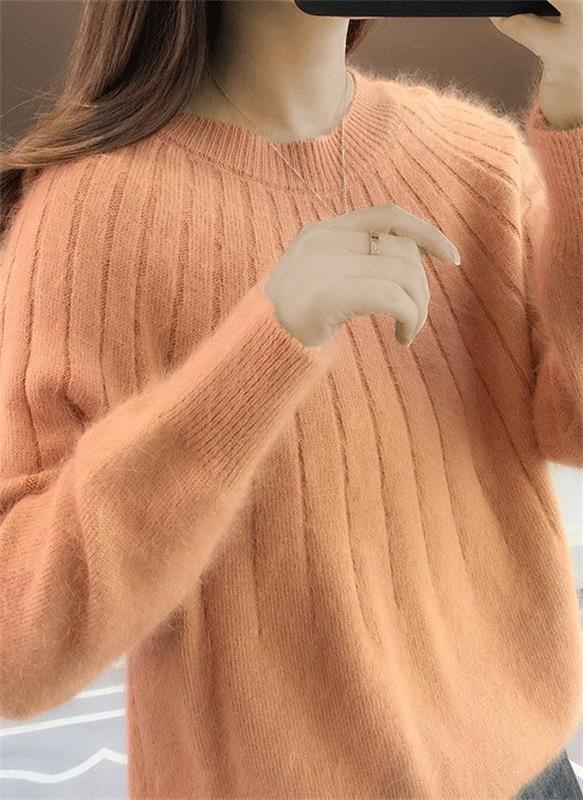 Women's Ribbed Crewneck Drop Shoulder Sweater