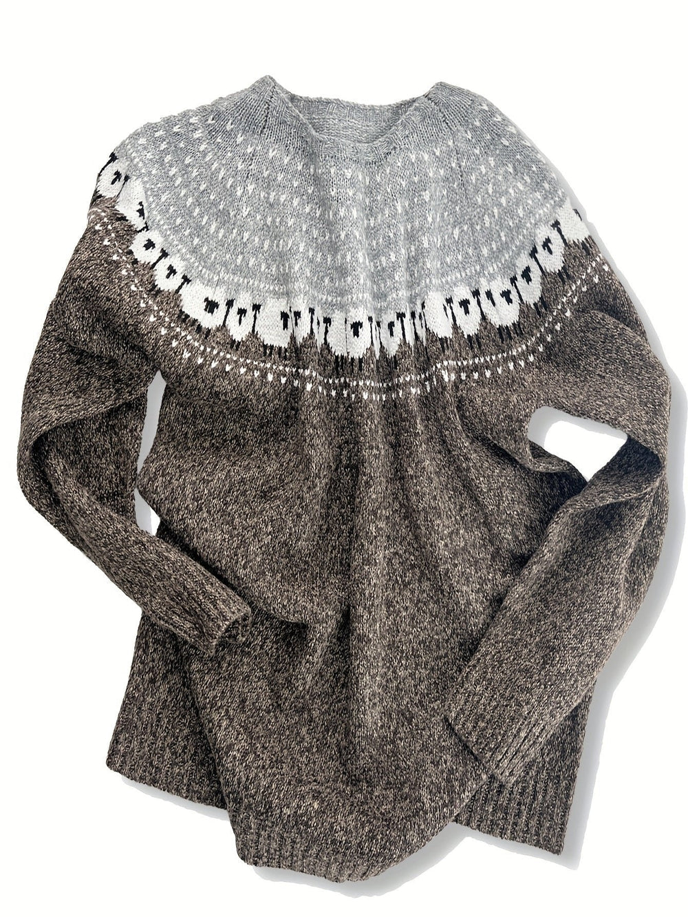 Women's Sheep Jacquard Chunky Knit Sweater