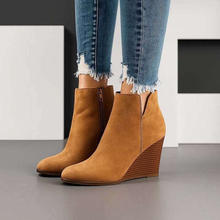 Women's Side Cut-Out Wedge Ankle Boots