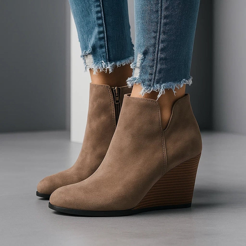Women's Side Cut-Out Wedge Ankle Boots