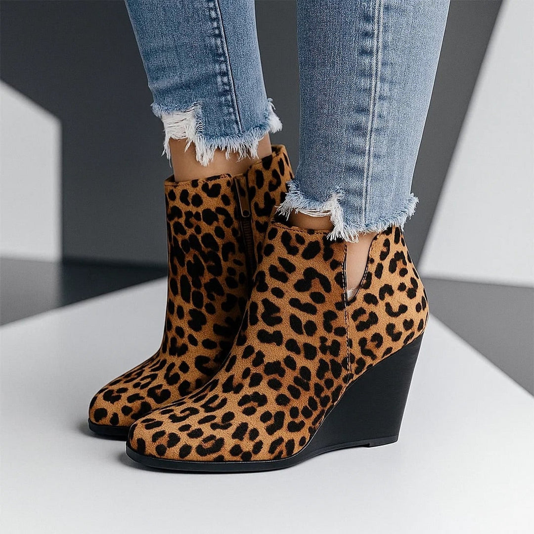 Women's Side Cut-Out Wedge Ankle Boots