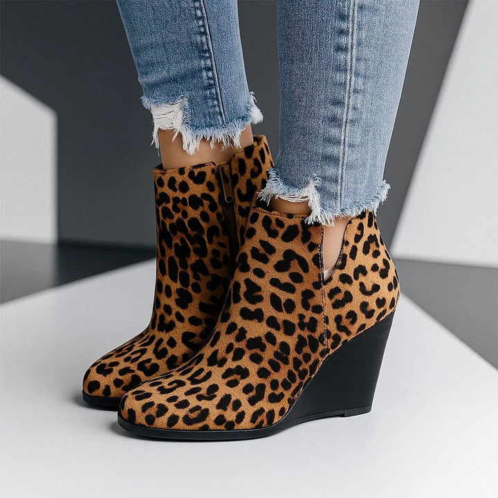 Women's Side Cut-Out Wedge Ankle Boots
