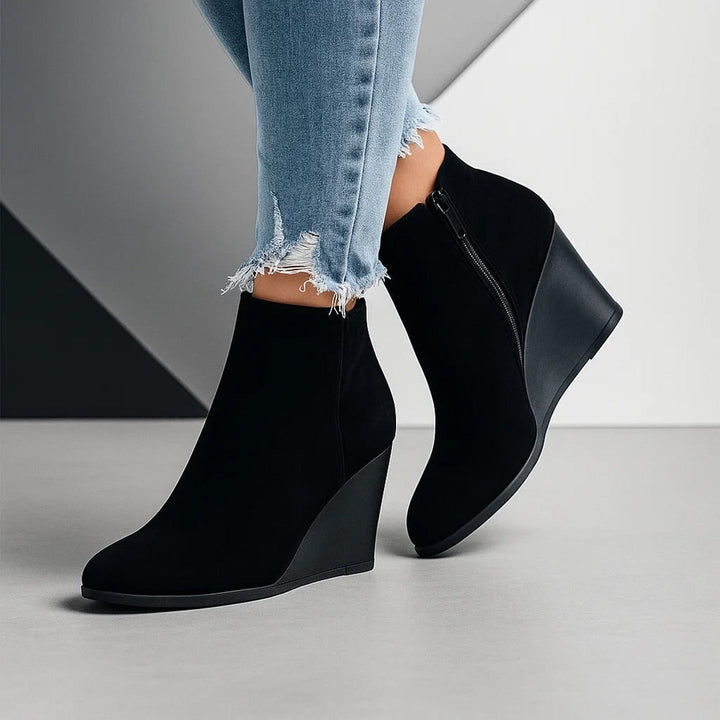 Women's Side Cut-Out Wedge Ankle Boots