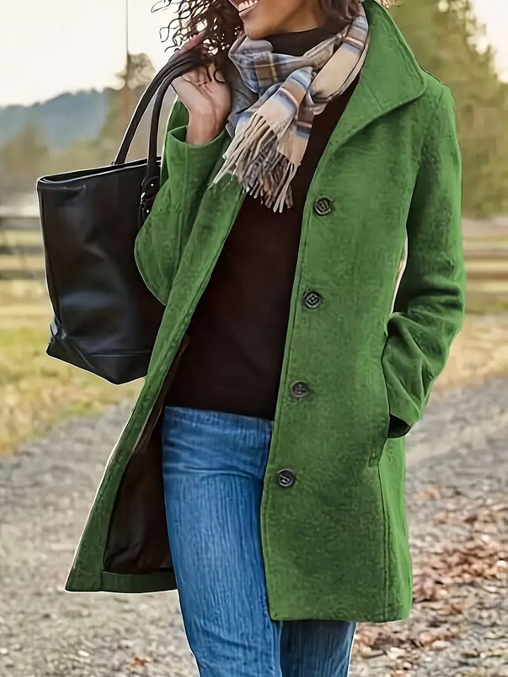 Women's Single-Breasted Collared Midi Coat