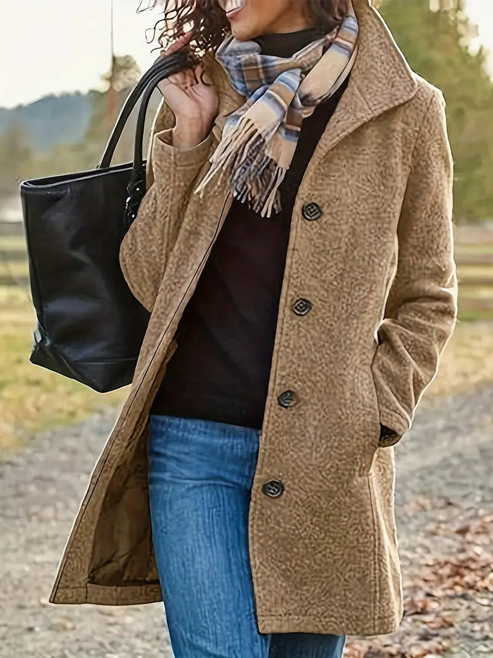 Women's Single-Breasted Collared Midi Coat