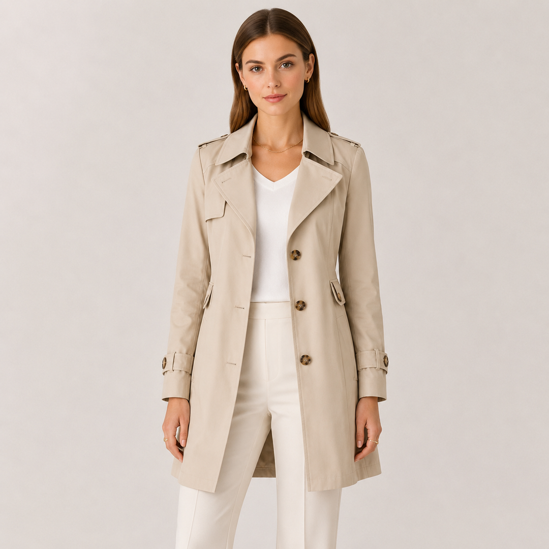 Women's Single-Breasted Notch Collar Trench Coat