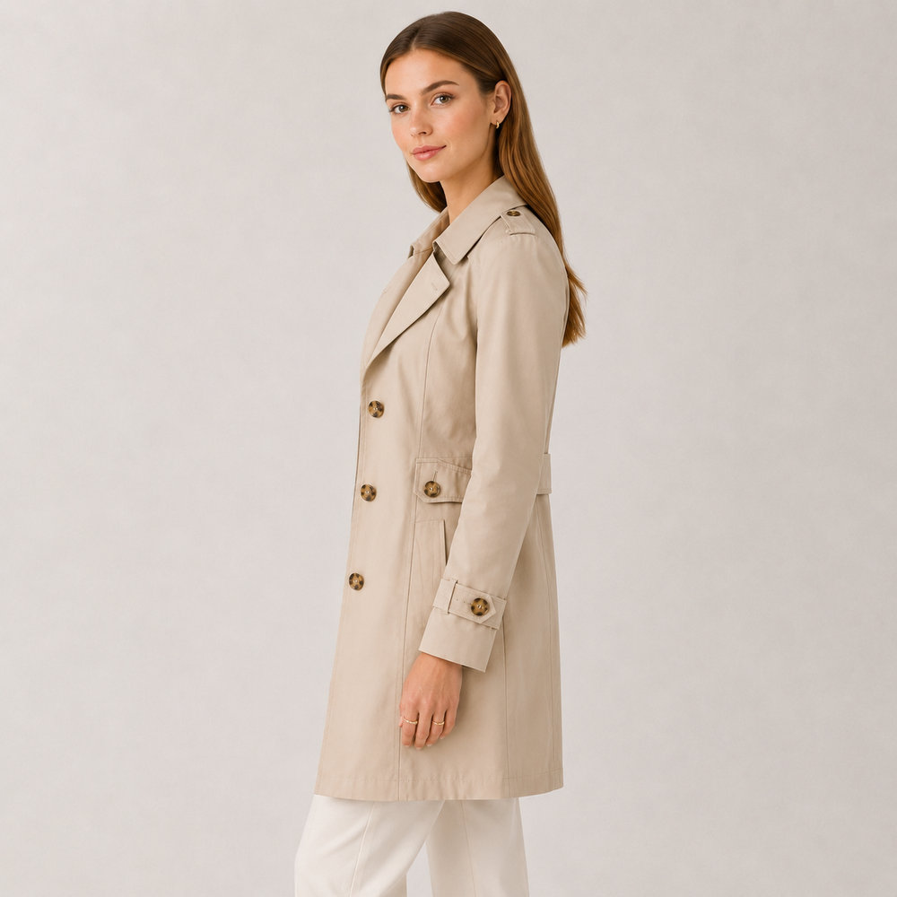 Women's Single-Breasted Notch Collar Trench Coat