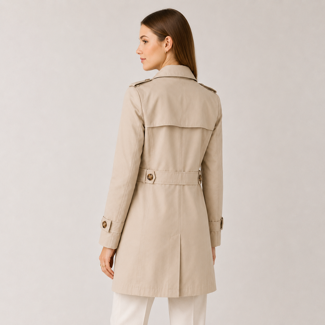 Women's Single-Breasted Notch Collar Trench Coat