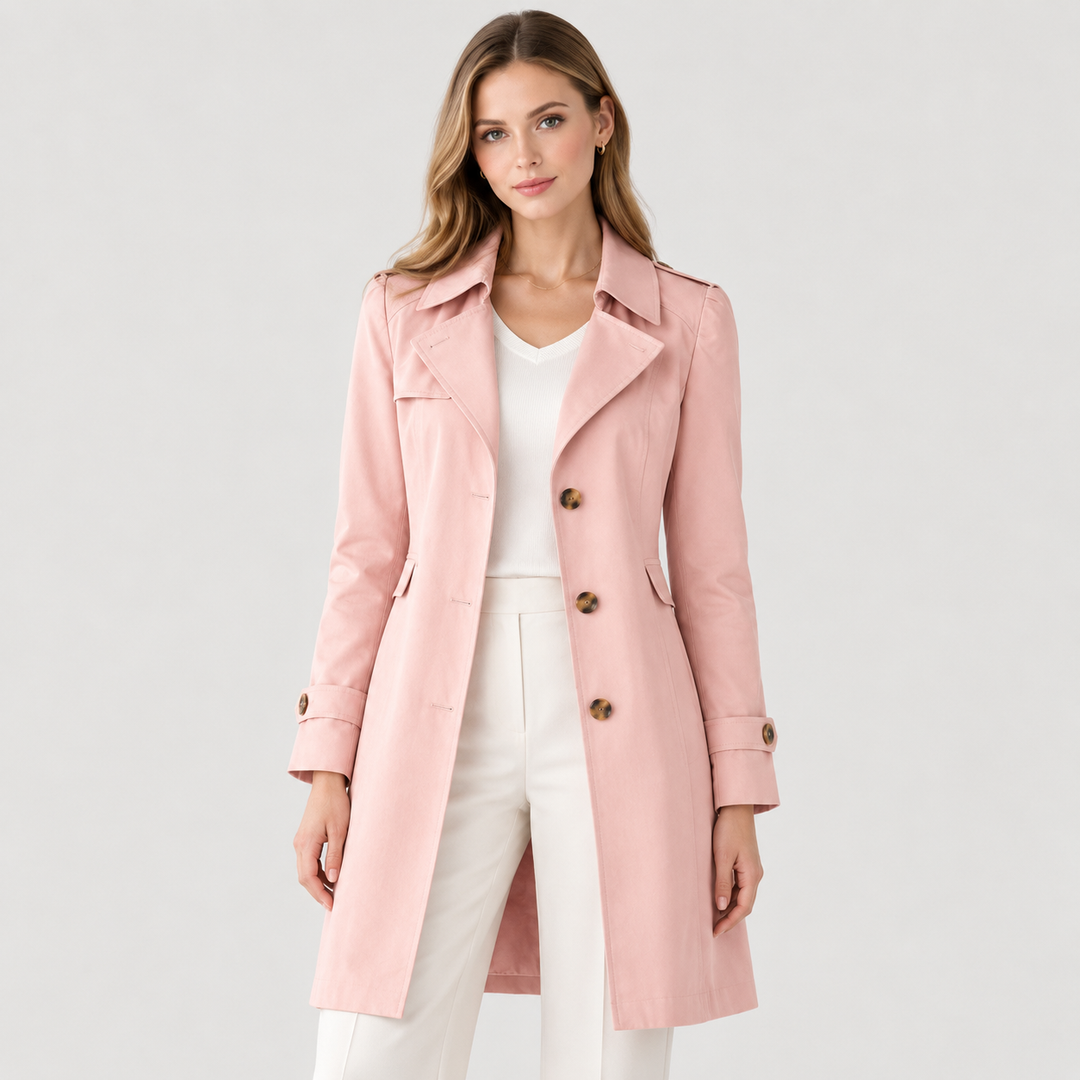 Women's Single-Breasted Notch Collar Trench Coat