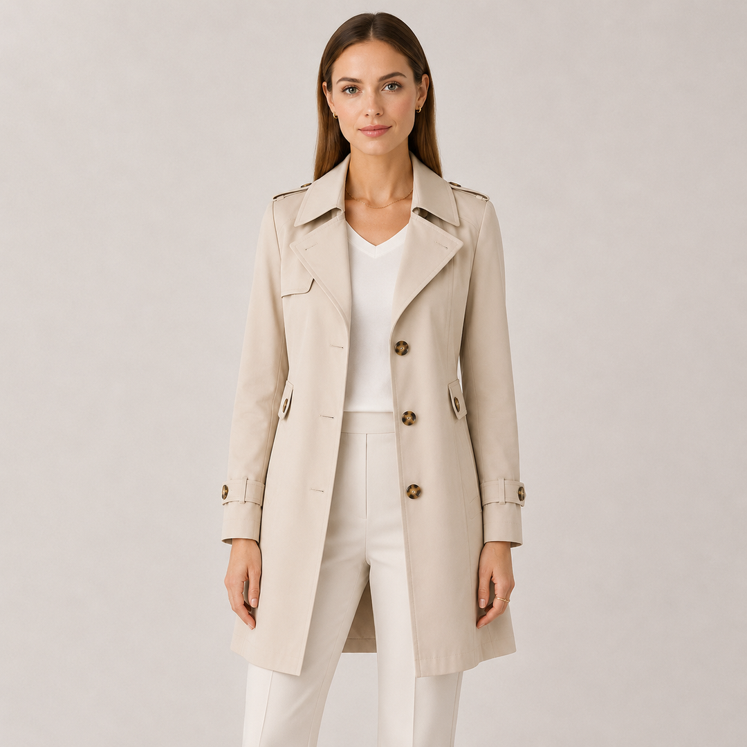 Women's Single-Breasted Notch Collar Trench Coat