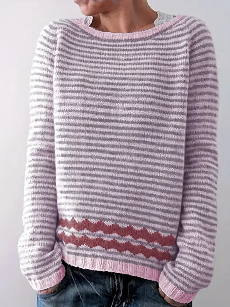 Women's Striped Boat Neck Knit Sweater