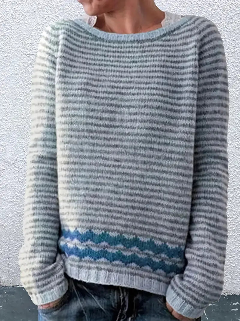 Women's Striped Boat Neck Knit Sweater