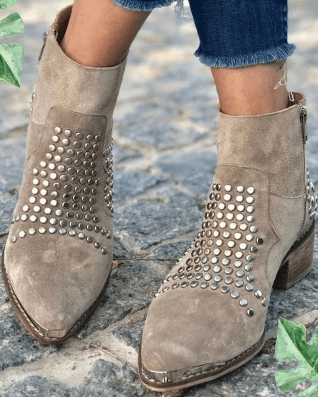 Women's Studded Pointed Toe Ankle Boots
