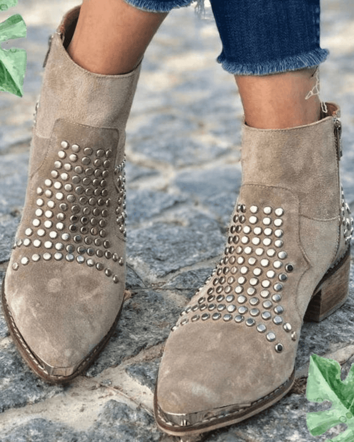 Women's Studded Pointed Toe Ankle Boots