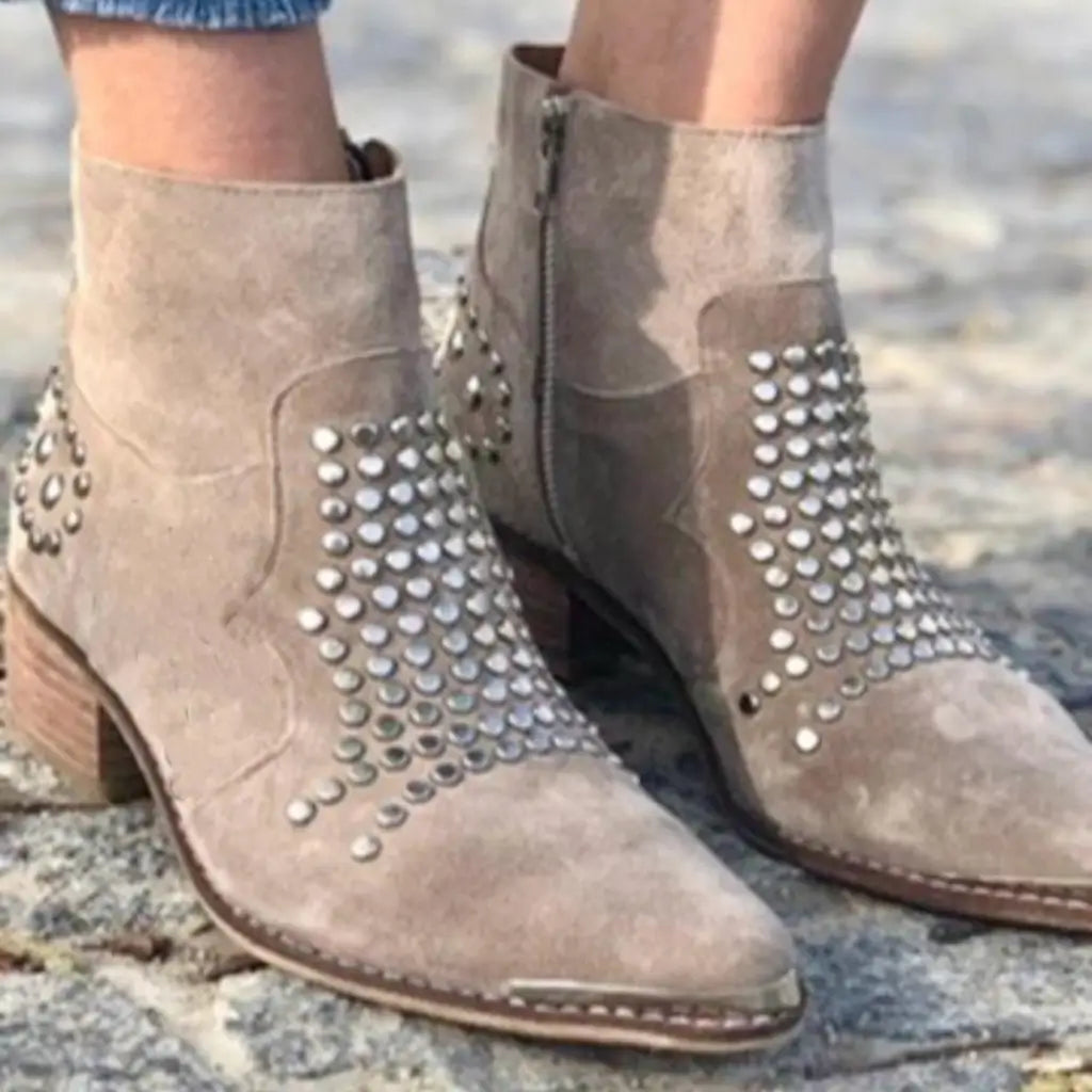Women's Studded Pointed Toe Ankle Boots