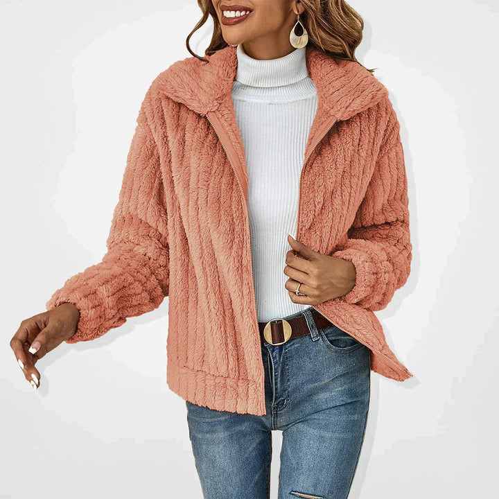 Women's Textured Plush Fleece Zip-Up Jacket