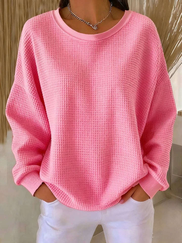Women's Waffle Knit Crewneck Sweater