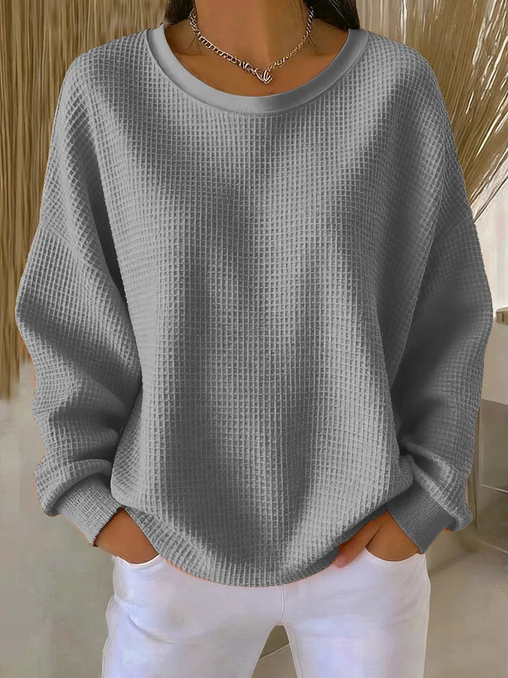 Women's Waffle Knit Crewneck Sweater
