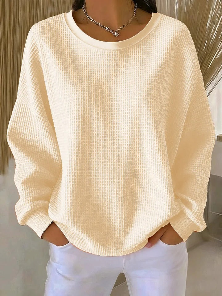 Women's Waffle Knit Crewneck Sweater