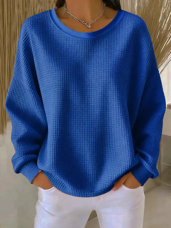 Women's Waffle Knit Crewneck Sweater