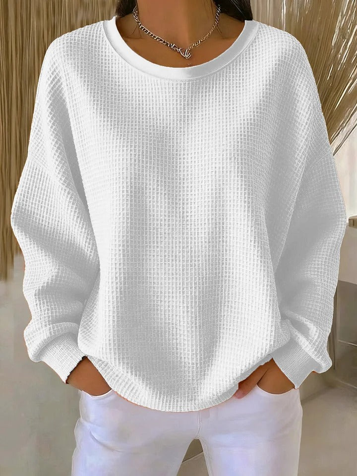 Women's Waffle Knit Crewneck Sweater