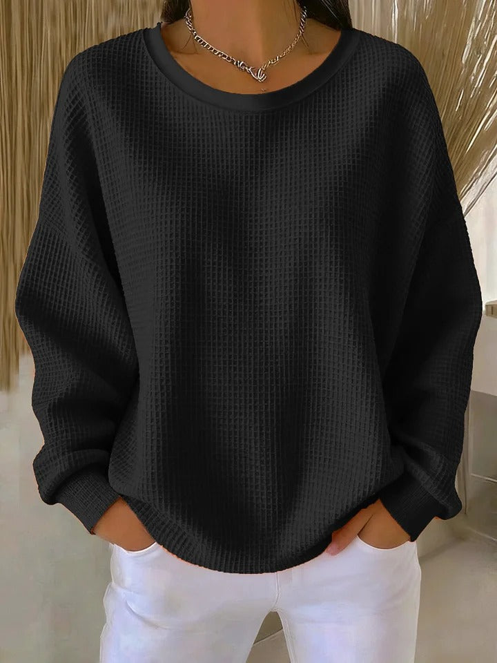 Women's Waffle Knit Crewneck Sweater