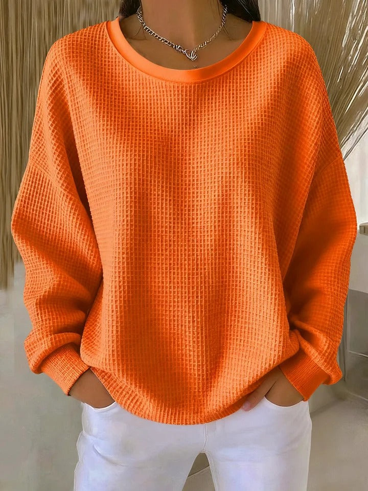 Women's Waffle Knit Crewneck Sweater