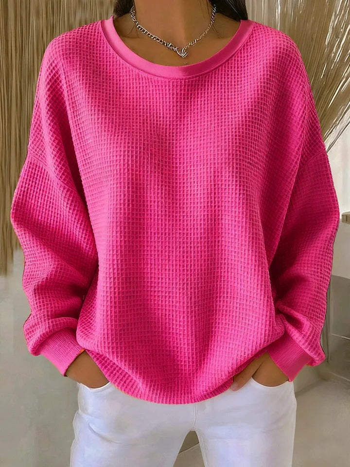 Women's Waffle Knit Crewneck Sweater